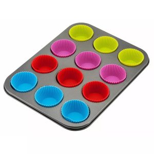 12-Cup Non-Stick Muffin Tray with Silicone Cups